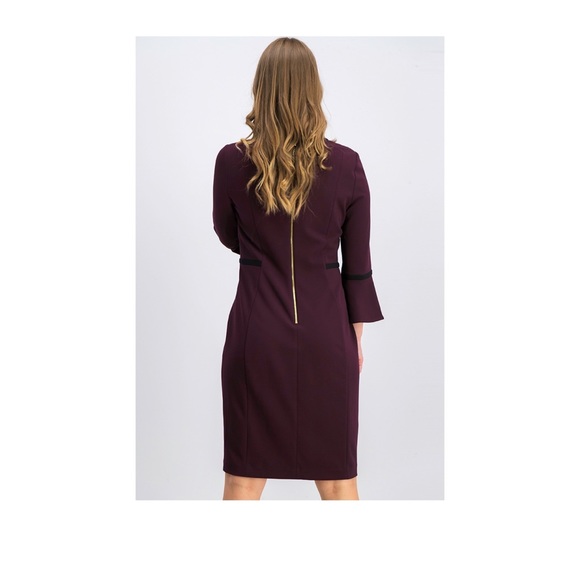 Calvin Klein Piped Bell-Sleeve Sheath Dress - Picture 3 of 7